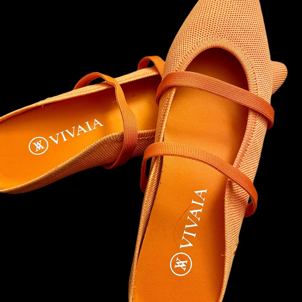 VIVAIA Elle Pointed Toe Mules in Orange Ballet Flats Shoes